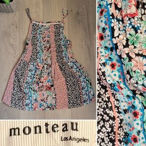 Monteau Los Angeles Floral Patchwork Multi-colored Smocked Sundress, Girl Large